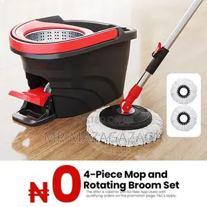 360 Black Spin Mop Bucket With a Foot Pedal