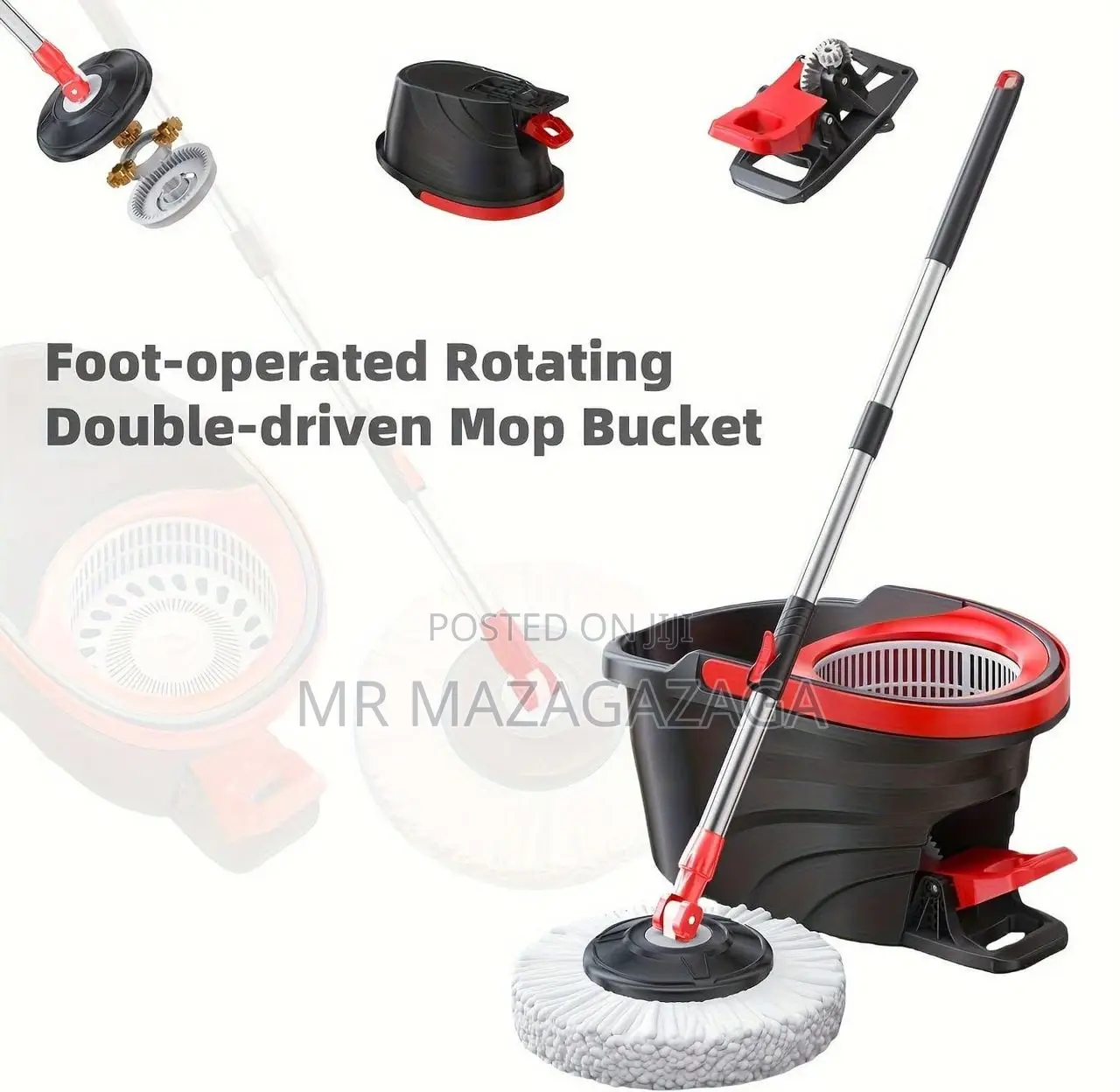360 Black Spin Mop Bucket With a Foot Pedal
