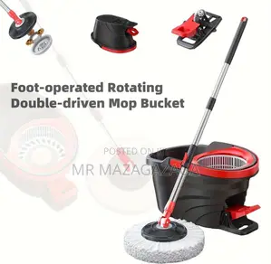 360 Black Spin Mop Bucket With a Foot Pedal
