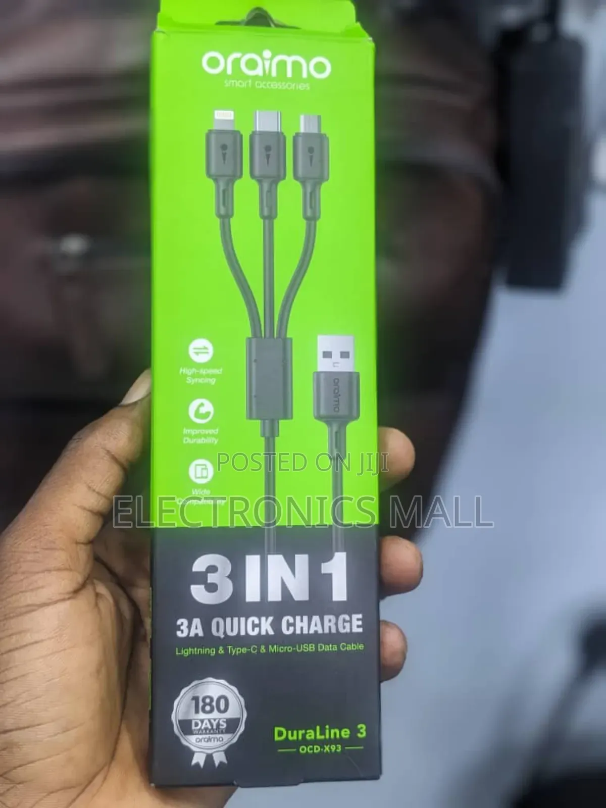 Oraimo 3 in 1 Duraline 3 Ocd-X93 3a Quick Charge