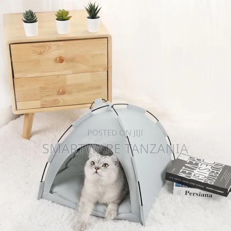 Foldable Cat Camping Tent Bed Indoor Pet House With Mesh Windows