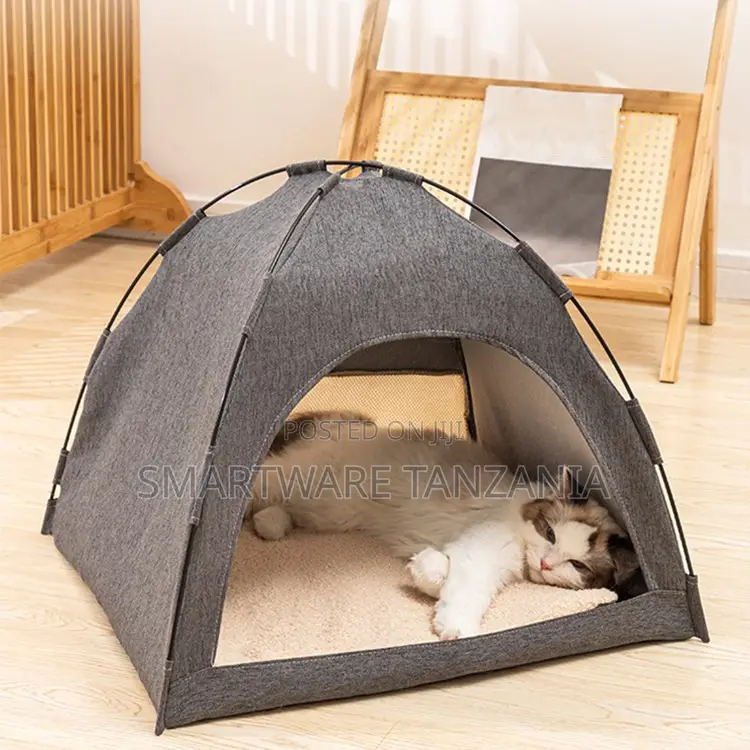 Cat Tent Bed With Soft Cushion Indoor Pet Shelter Charcoal Gray