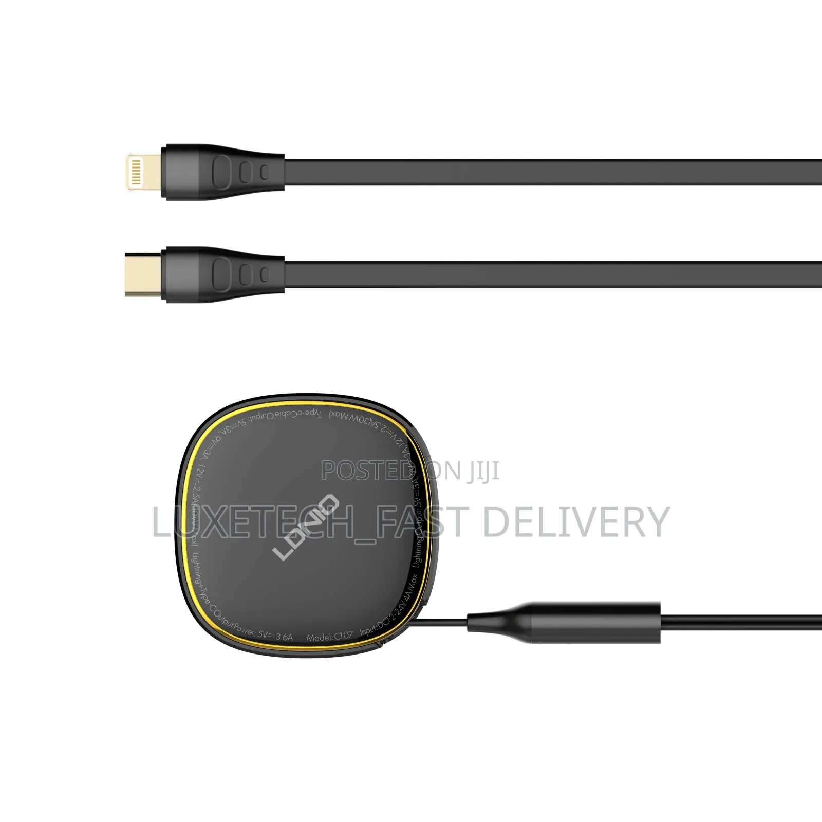 Ldnio 30w 2-in-1 Car Charger With Usb-C and Lightning Connectors