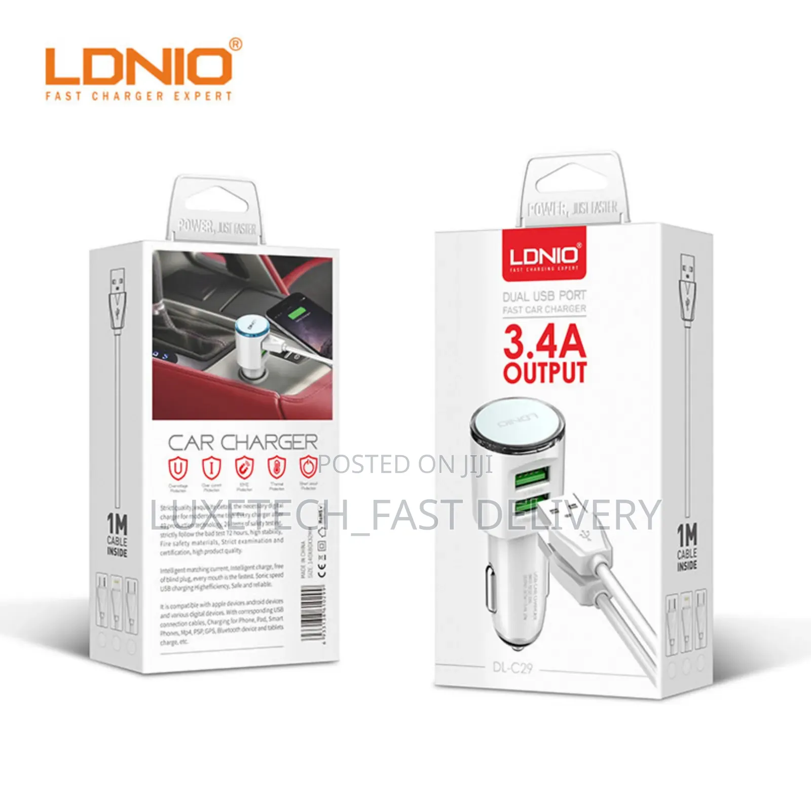 Ldnio Dl-C29 Dual Usb Port Fast Car Charger