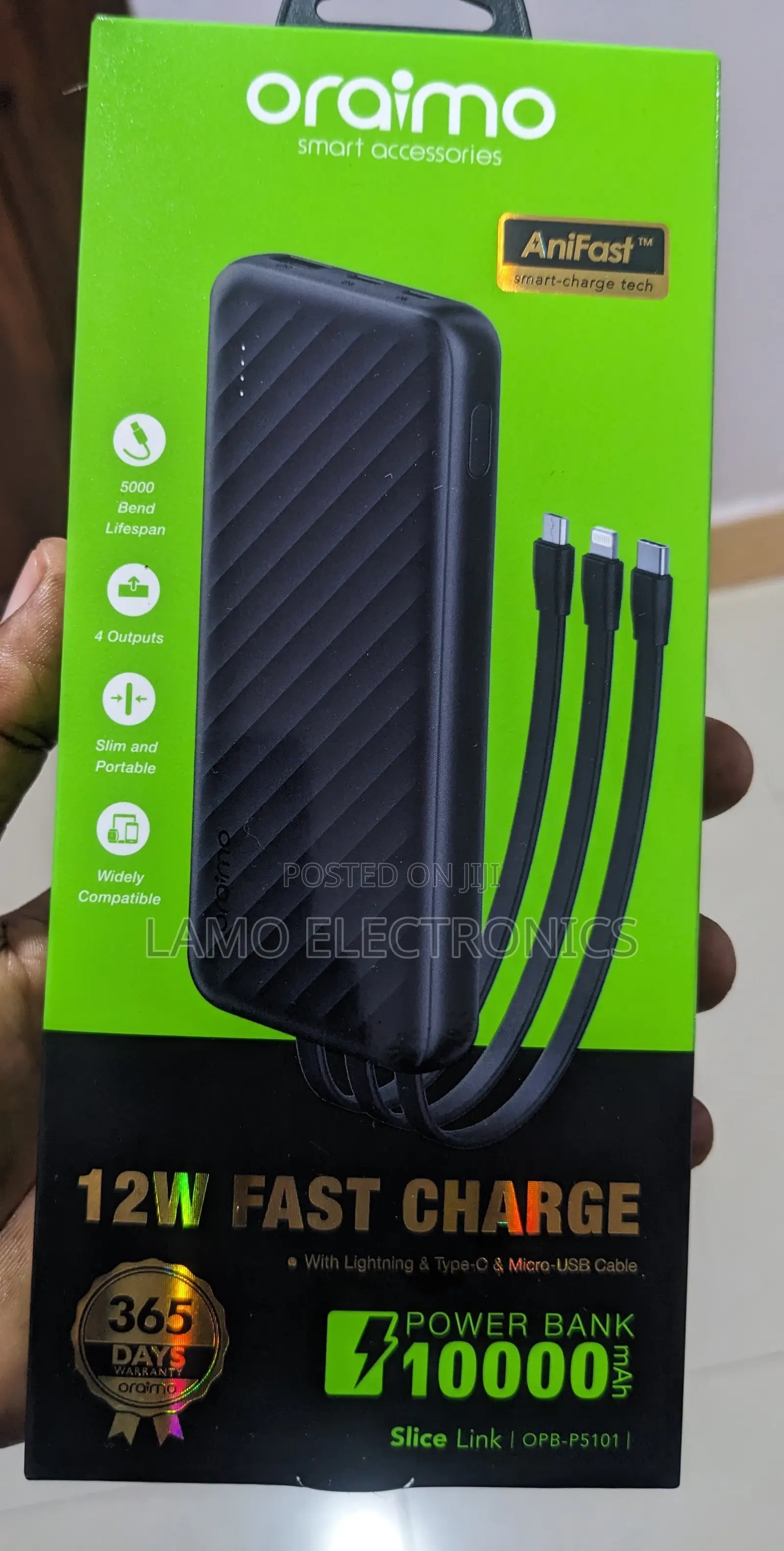 Oraimo Slicelink Opb-P5101 1oooomah 12w Fast Charge Power Bank