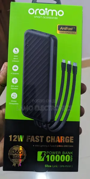 Oraimo Slicelink Opb-P5101 1oooomah 12w Fast Charge Power Bank