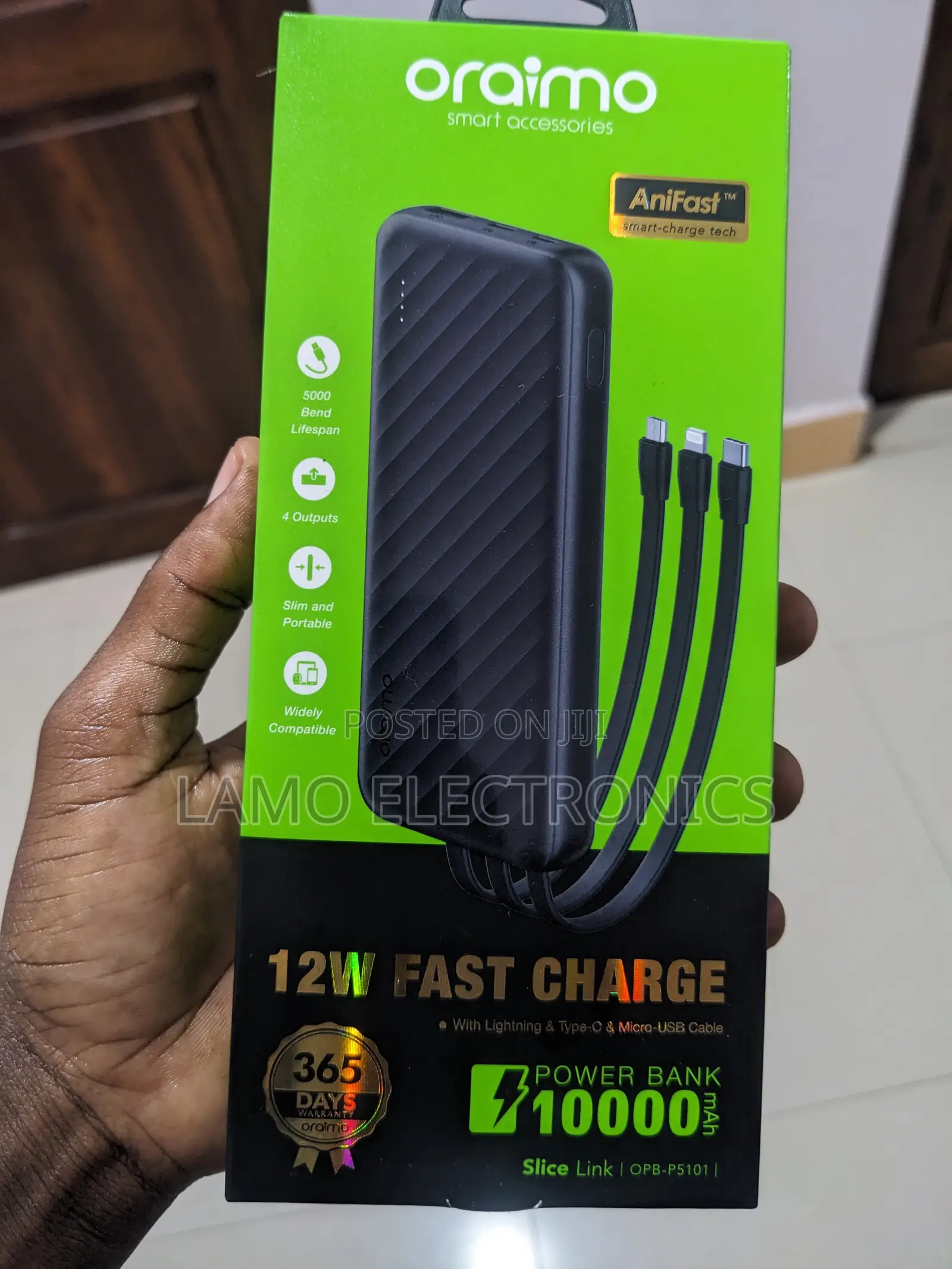 Oraimo Slicelink Opb-P5101 1oooomah 12w Fast Charge Power Bank