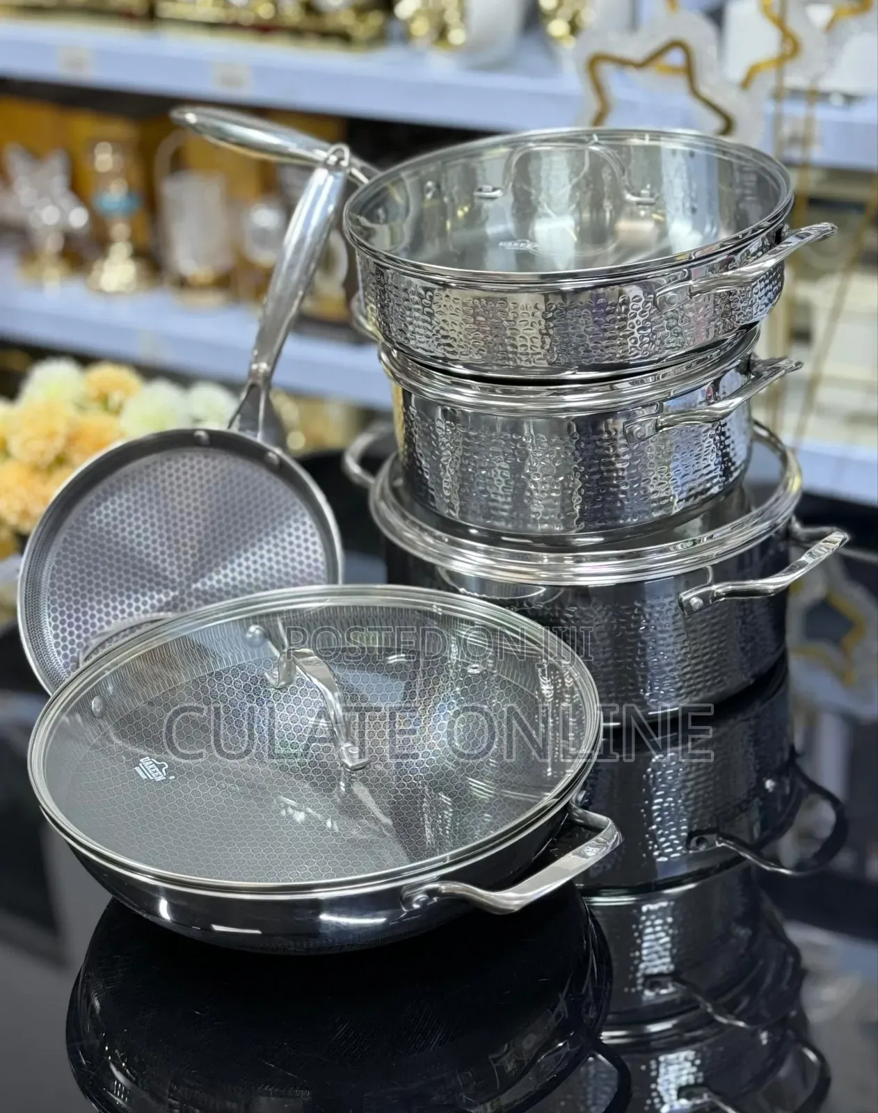 5pcs Uakeen Stainless Steel Cookware Set
