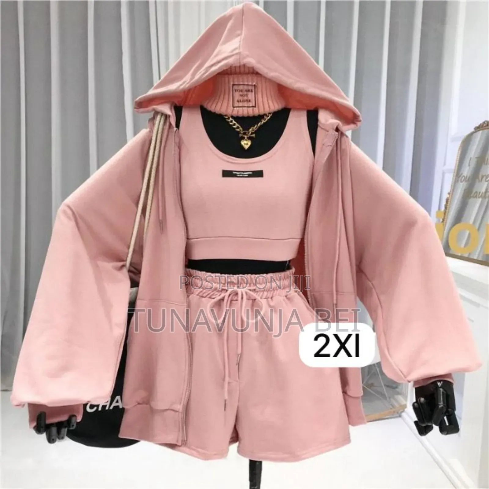 Casual 3 Pieces Set ( Hood + Tank Top + Short )