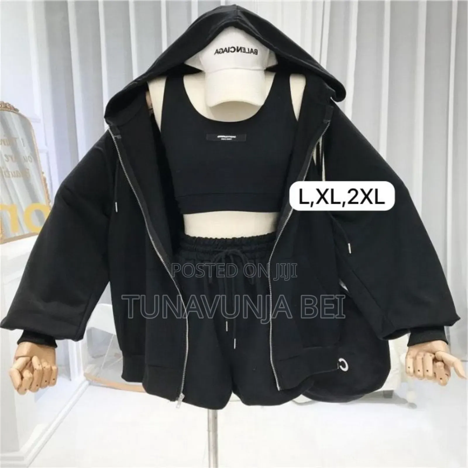 Casual 3 Pieces Set ( Hood + Tank Top + Short )
