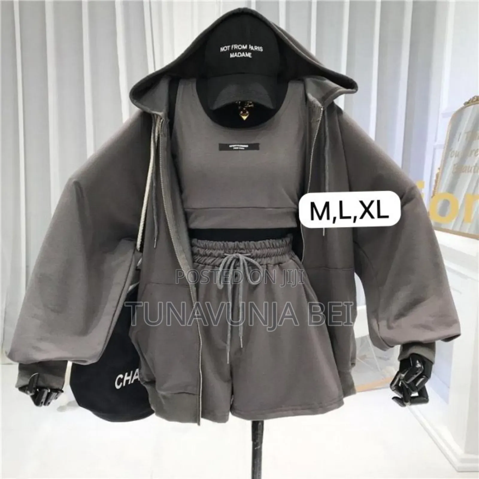 Casual 3 Pieces Set ( Hood + Tank Top + Short )