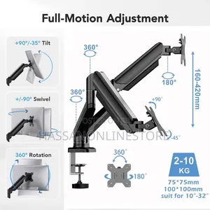Dual Monitor Arm Mount 27" - No Drooping Full Motion Adjustable Stand