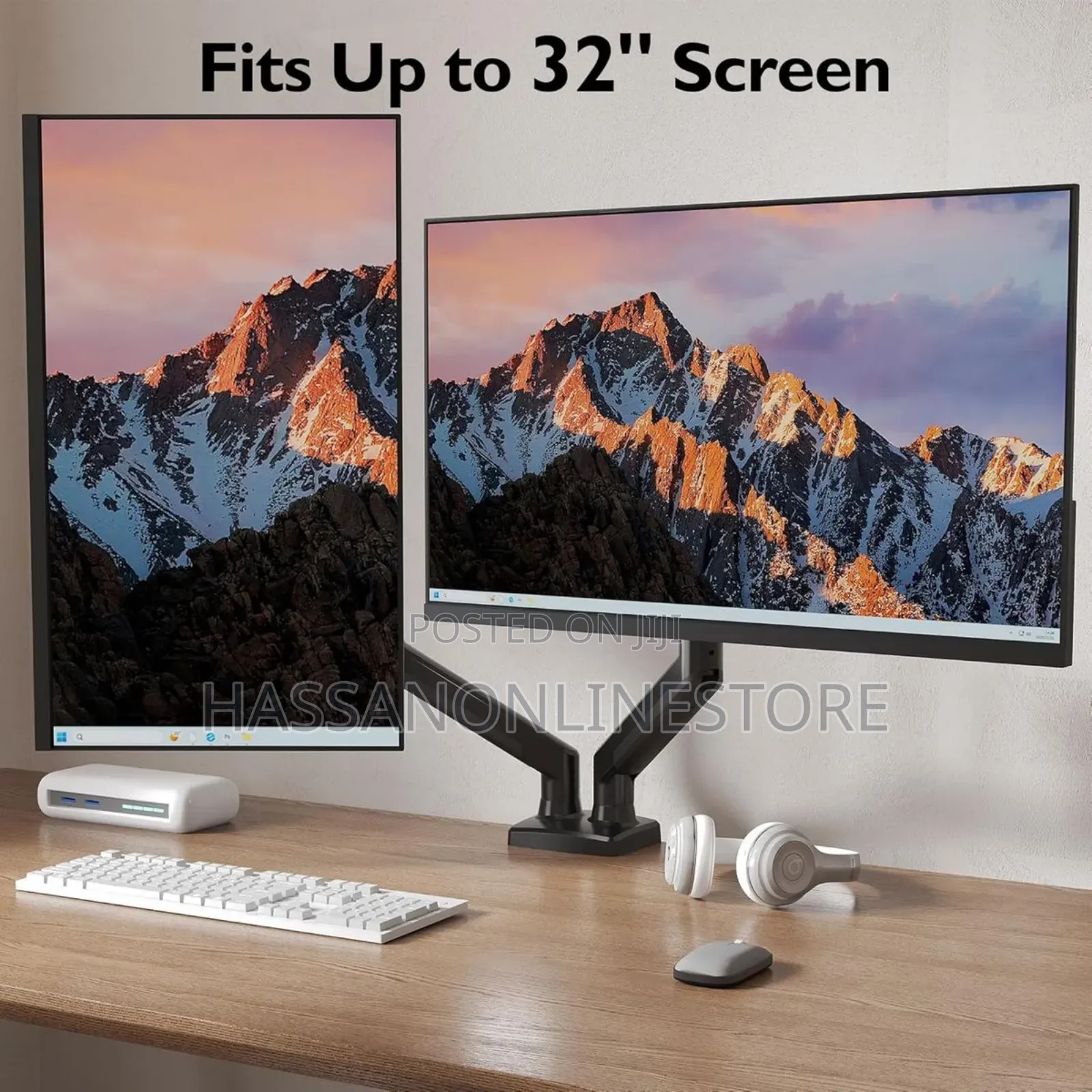 Dual Monitor Arm Mount 27" - No Drooping Full Motion Adjustable Stand