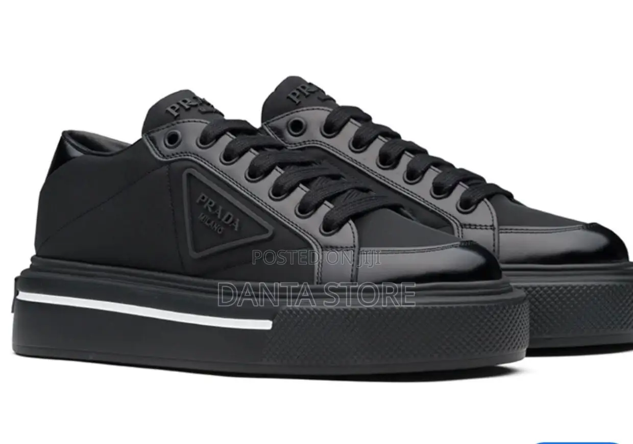 Prada Macro Re-Nylon and Brushed Leather Sneakers