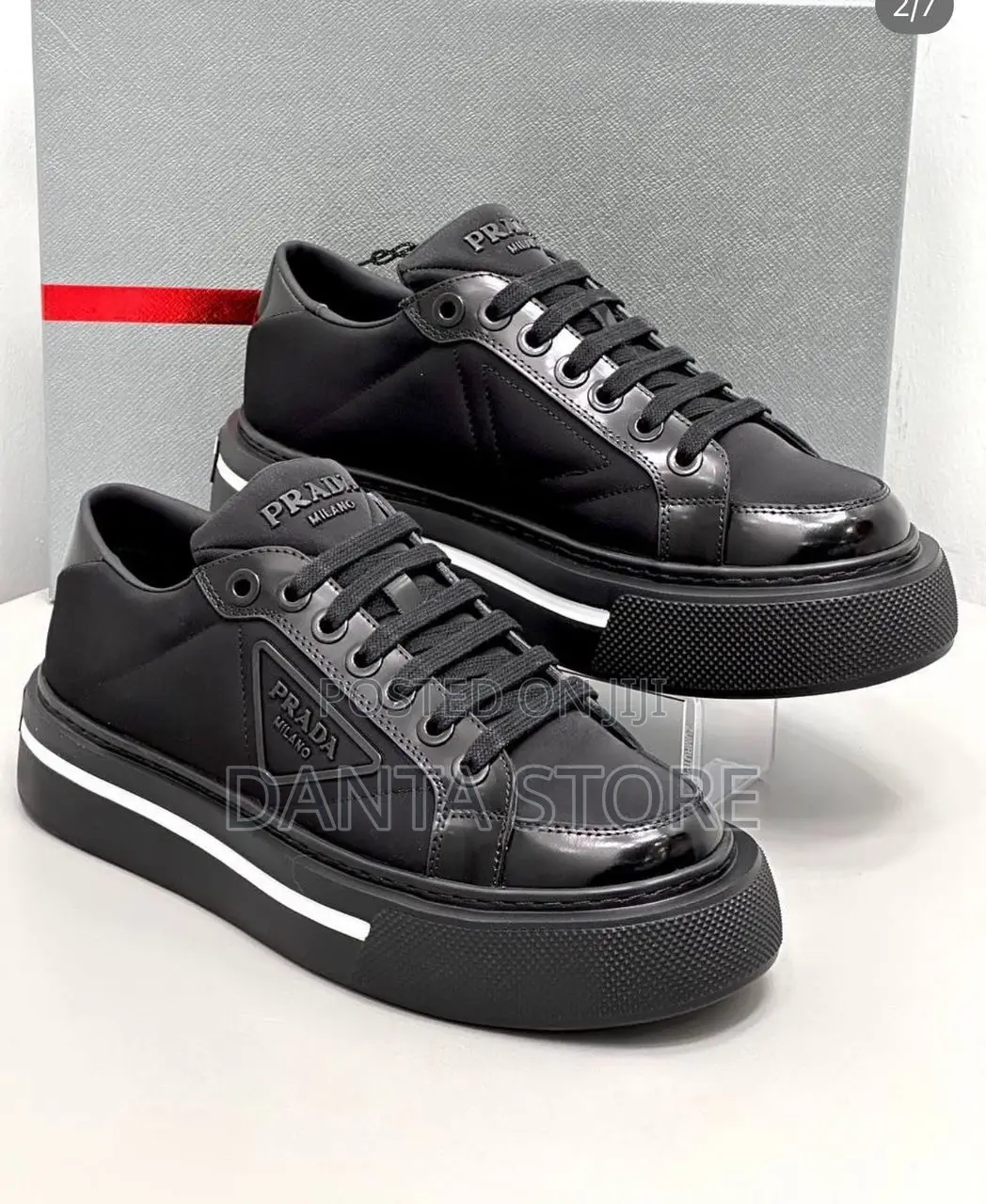Prada Macro Re-Nylon and Brushed Leather Sneakers