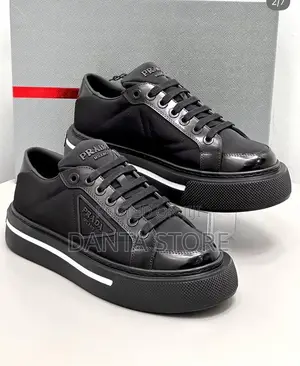 Prada Macro Re-Nylon and Brushed Leather Sneakers