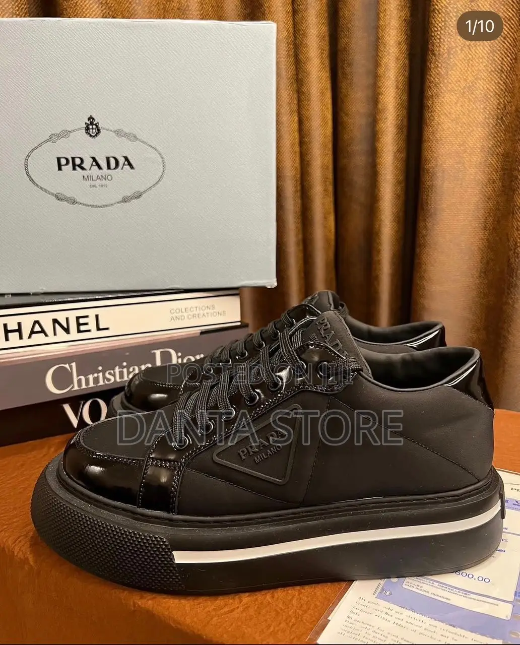 Prada Macro Re-Nylon and Brushed Leather Sneakers