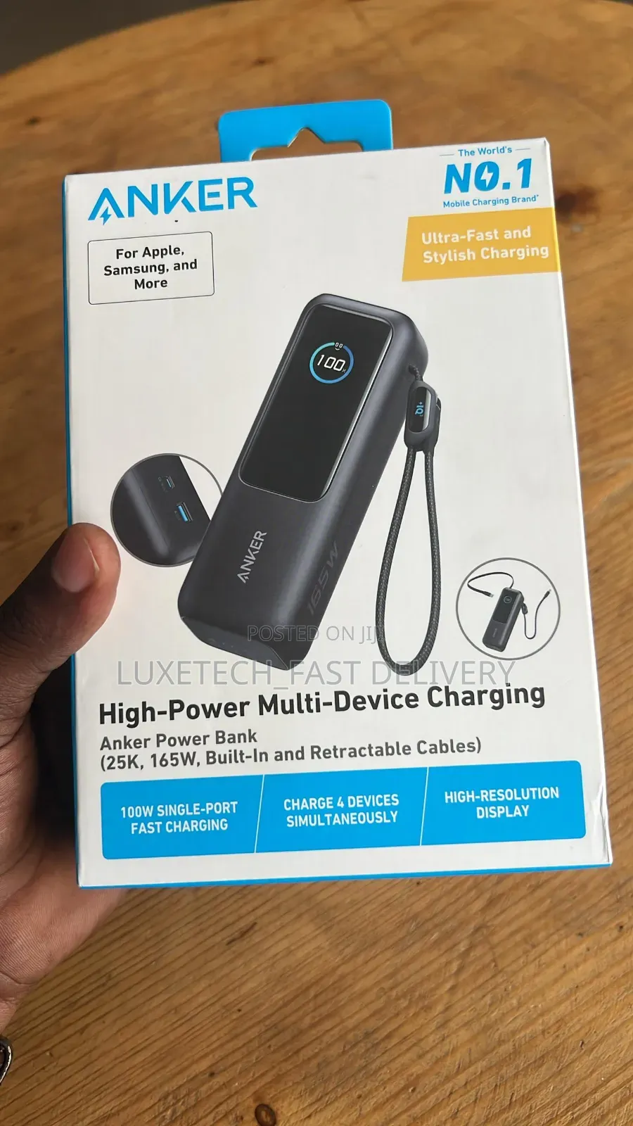 Anker Power Bank (, 165w, Built-in and Retractable Cables)