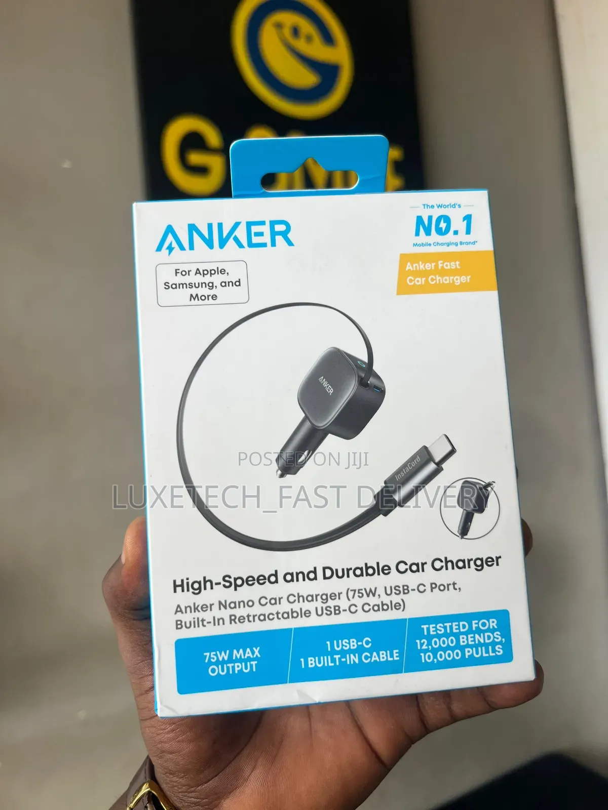 Anker Nano Car Charger (75w) With a Built-in Retractable Usb-C Cable