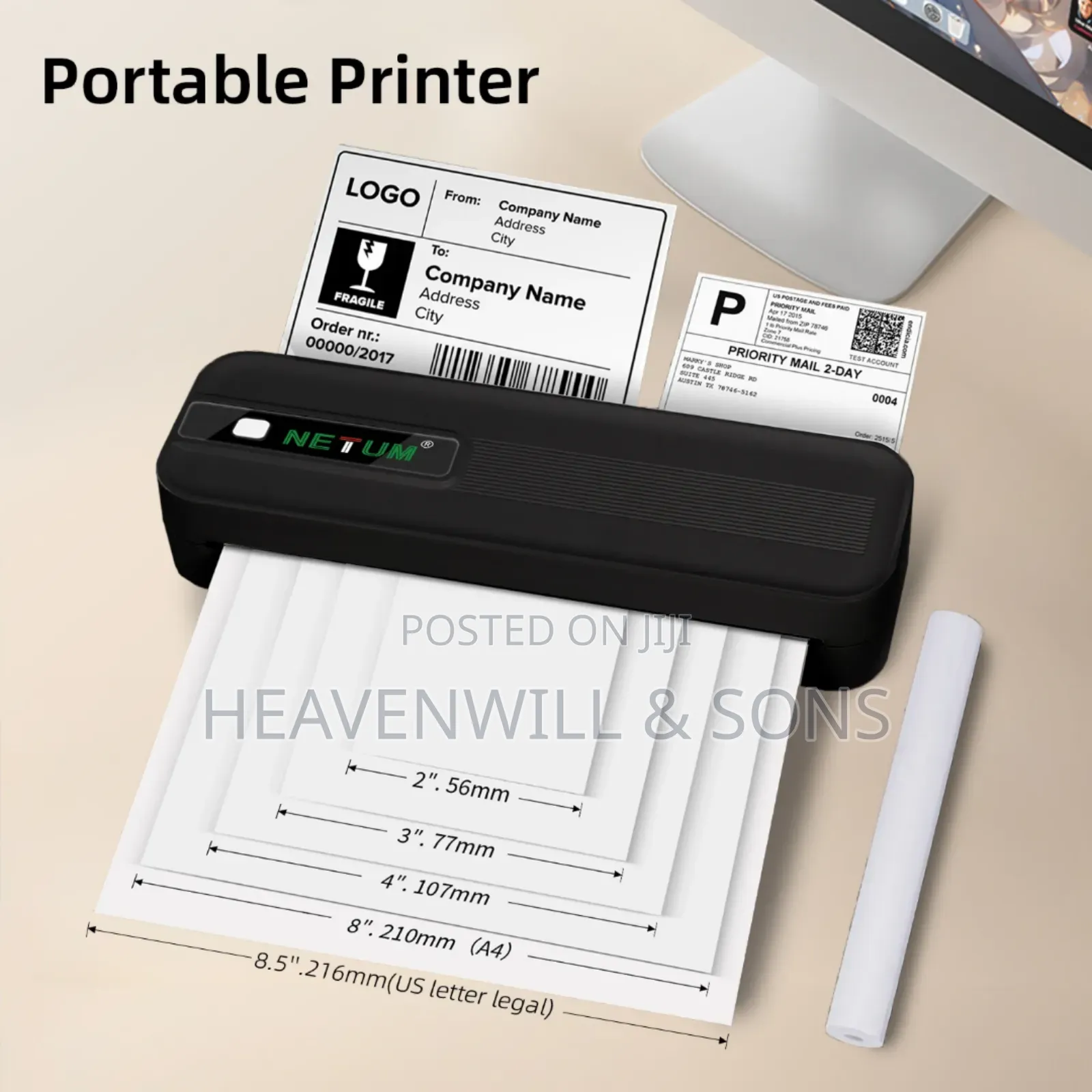 Rechargeable Wireless A4 Thermal Printer – Inkless, Compact & Portable