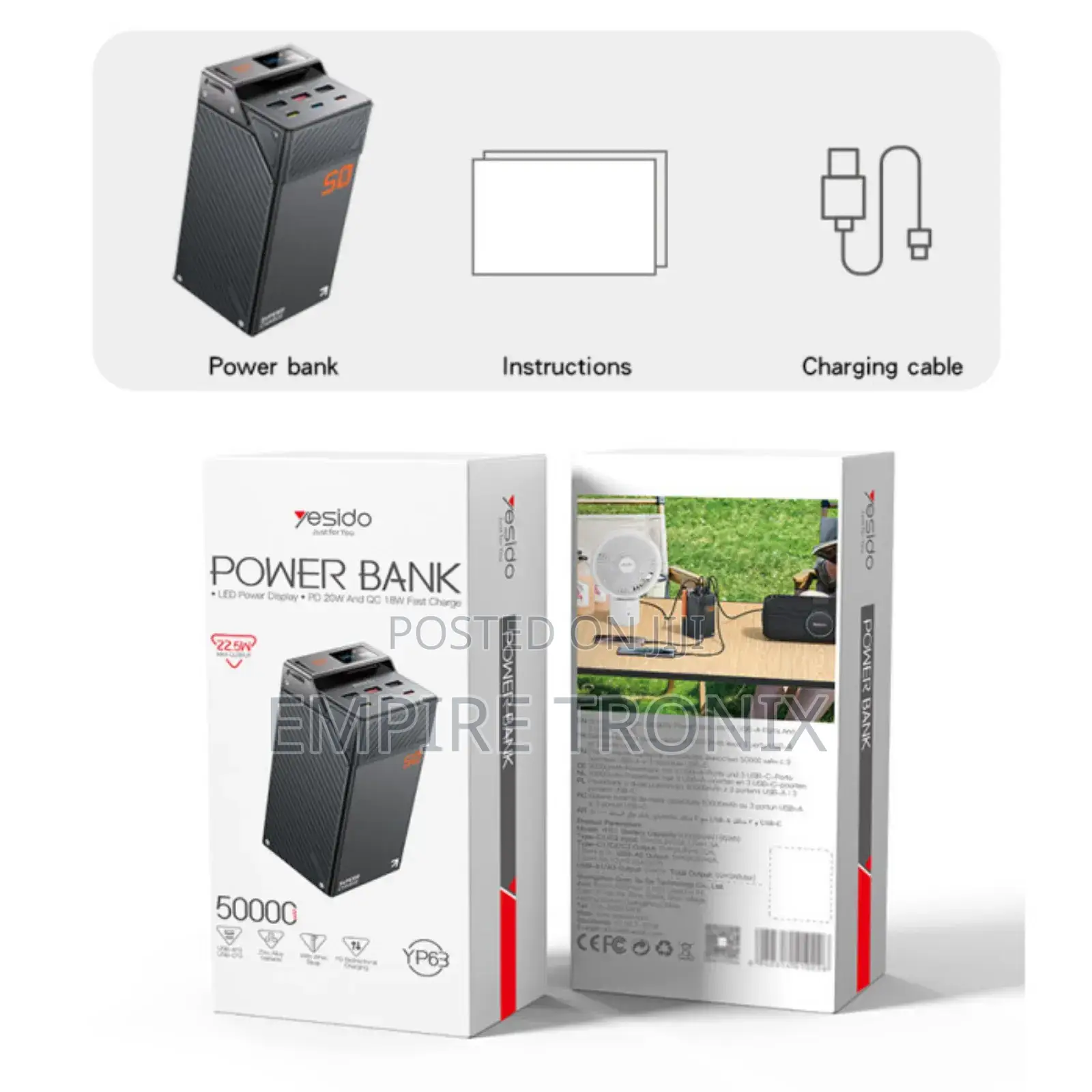 Yesido Yp63 50000mah 22.5w 6-Port Fast Charging Power Bank