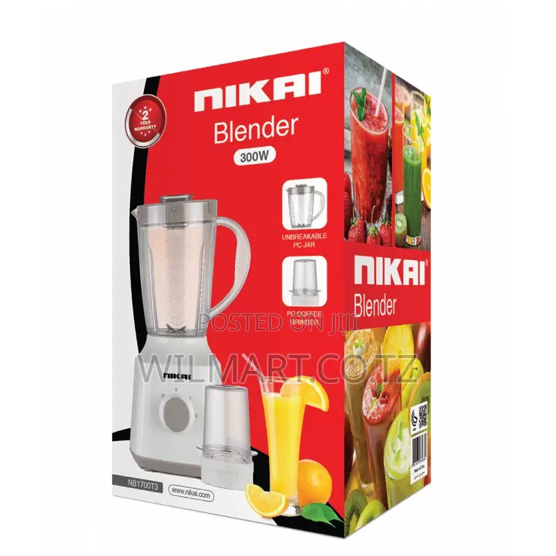 Nikai Blender 1.5l With Dry Grinder 300w Nb1700t3 Unbreakable Jar