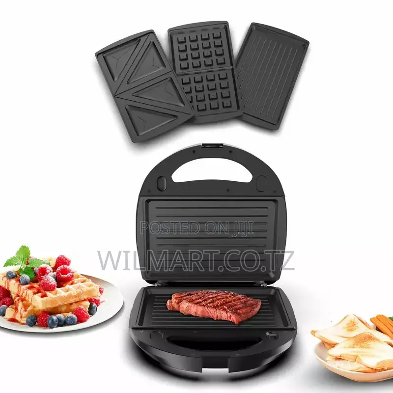 Nikai Sandwich Toaster 2 Slice 3 in 1 Waffle Grill and Sandwich 750w