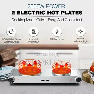 Nikai Hot Plate 188mm Double Steel Body 2500w Nktoe5n2 Overheat Protec