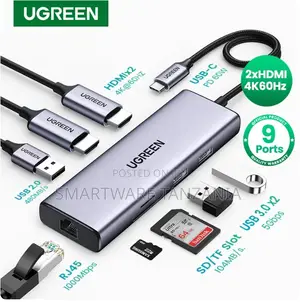 Ugreen 9 in 1 Usb C Ethernet Adapter - Hdmi Pd 60w Docking Hub