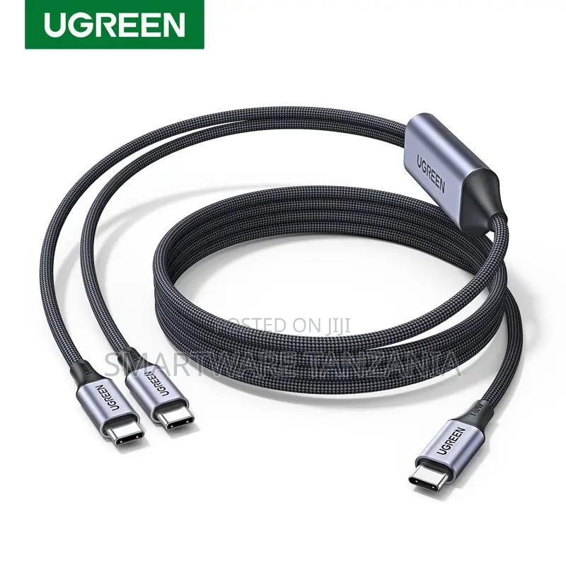 Ugreen 140w 2-in-1 Usb-C to Usb-C Cable 6.6ft Fast Charging Nylon Cord