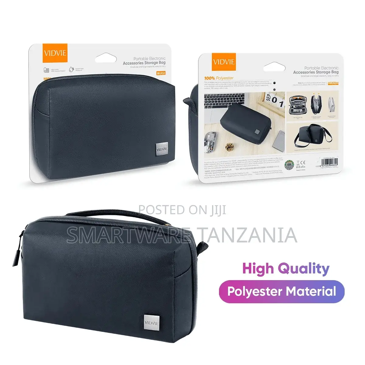 Vidvie Electronic Accessories Organizer Bag With Shoulder Strap