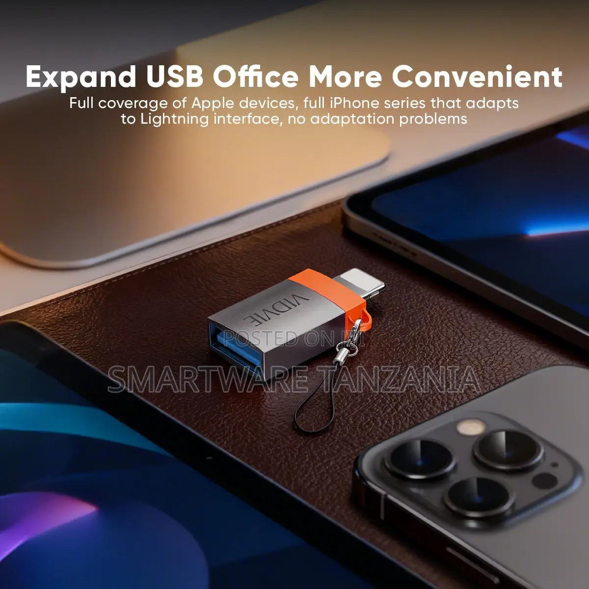 Vidvie Aluminum Alloy Usb 3.0 to Lightning Otg Adapter 480mbps