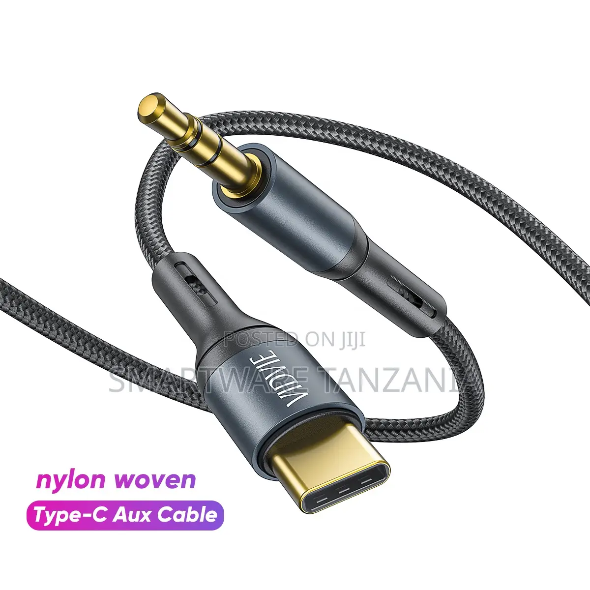 Vidvie Black Nylon Usb-C to 3.5mm Male Aux Audio Cable for Car Stereo