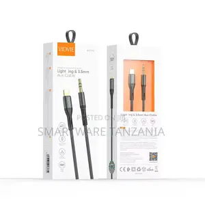Vidvie Black Nylon Braided Lightning to 3.5mm Aux Audio Cable for Car