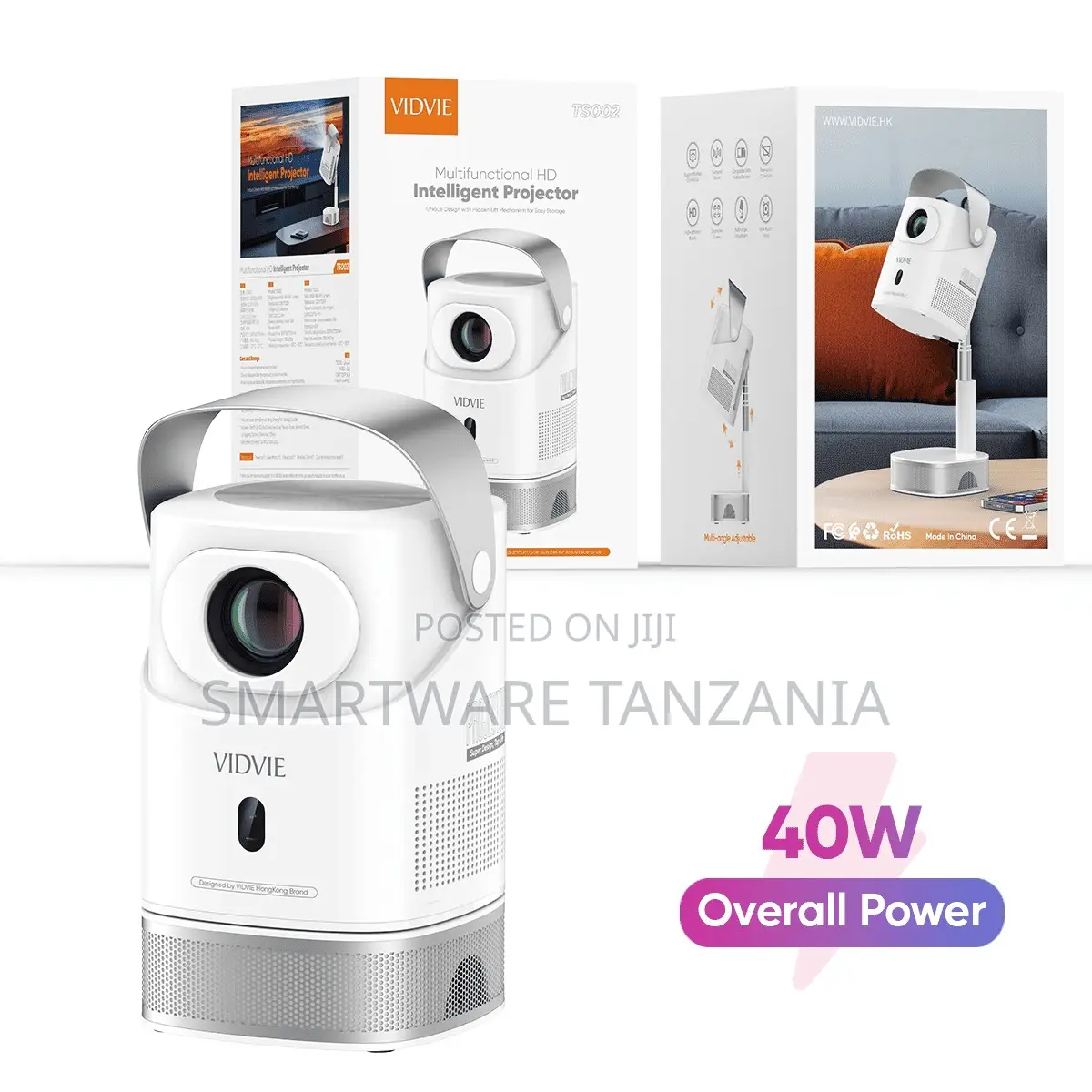 Vidvie Portable 180 Ansi Lumens Smart Wifi Projector With Autofocus