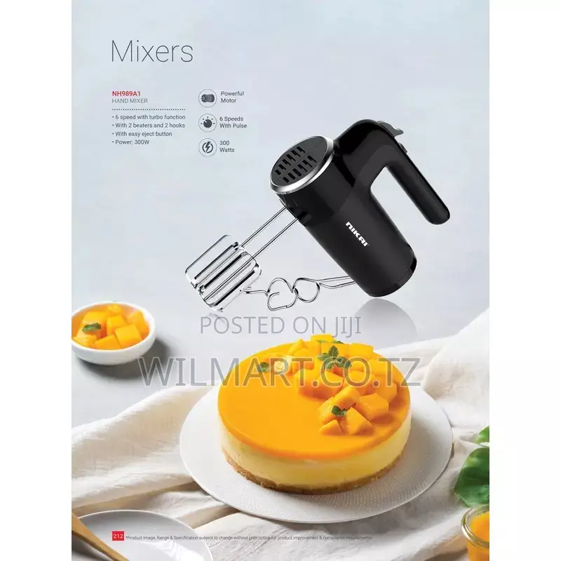 Nikai Hand Mixer 6 Speeds With Turbo Function 300w Nh989a1 2 Beaters F