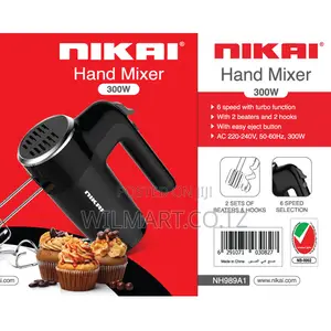 Nikai Hand Mixer 6 Speeds With Turbo Function 300w Nh989a1 2 Beaters F