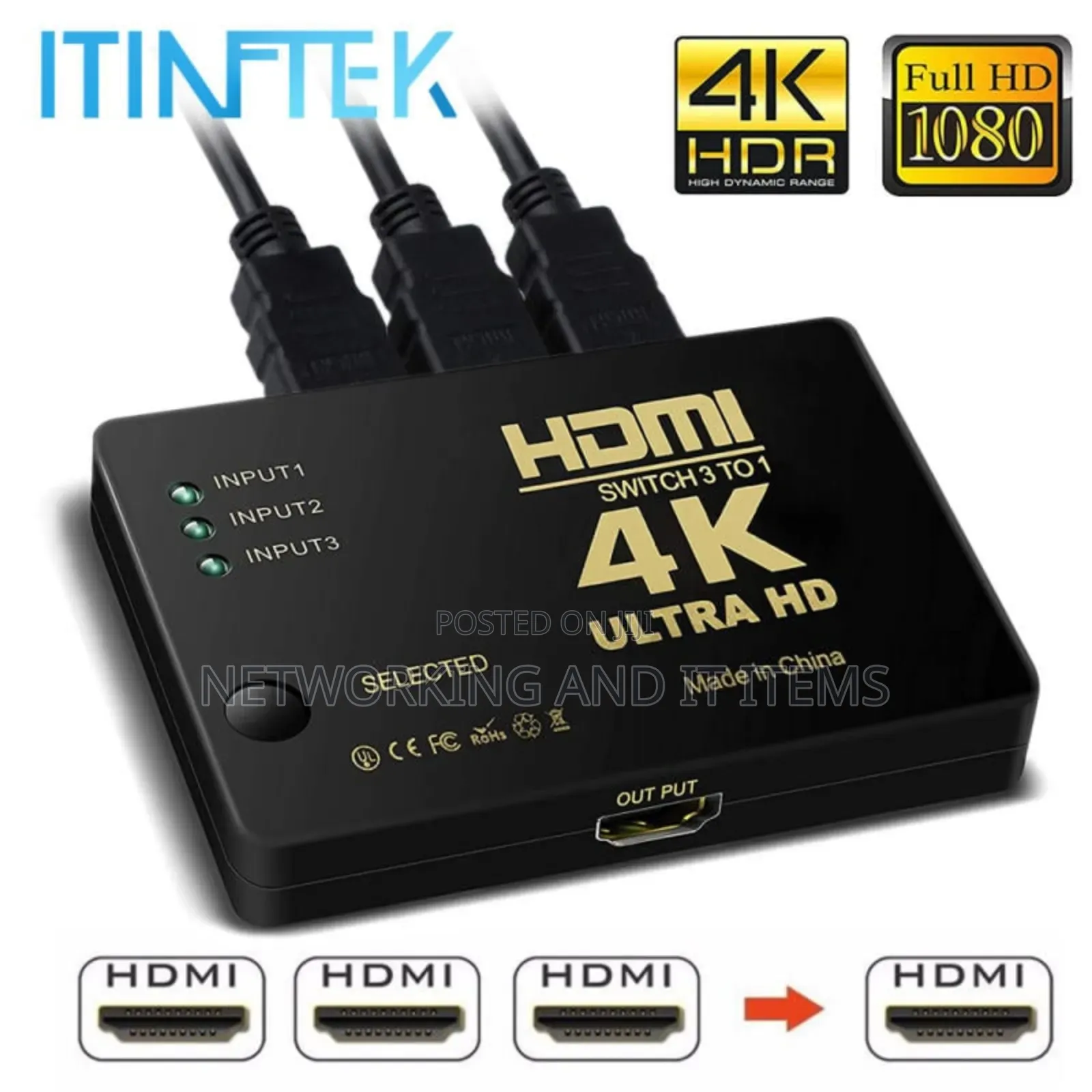 Hdmi Video Selector 1 Output 3 Input
