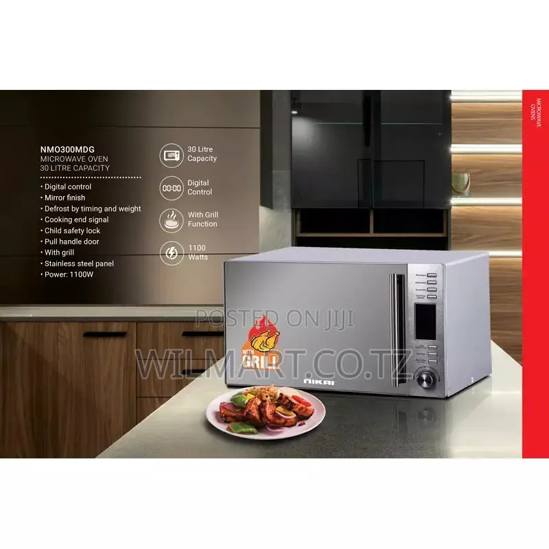 Nikai Microwave 30l Digital 5 Power Levels With Grill Function 1100w N