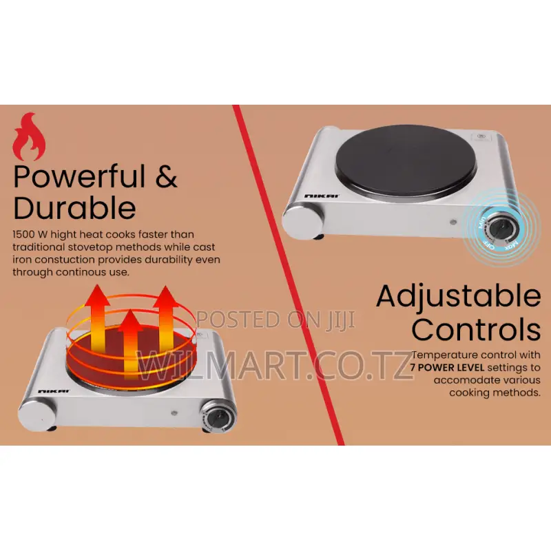 Nikai Hot Plate 188mm Single Steel Body 1500w Nktoe4n2 Overheat Protec