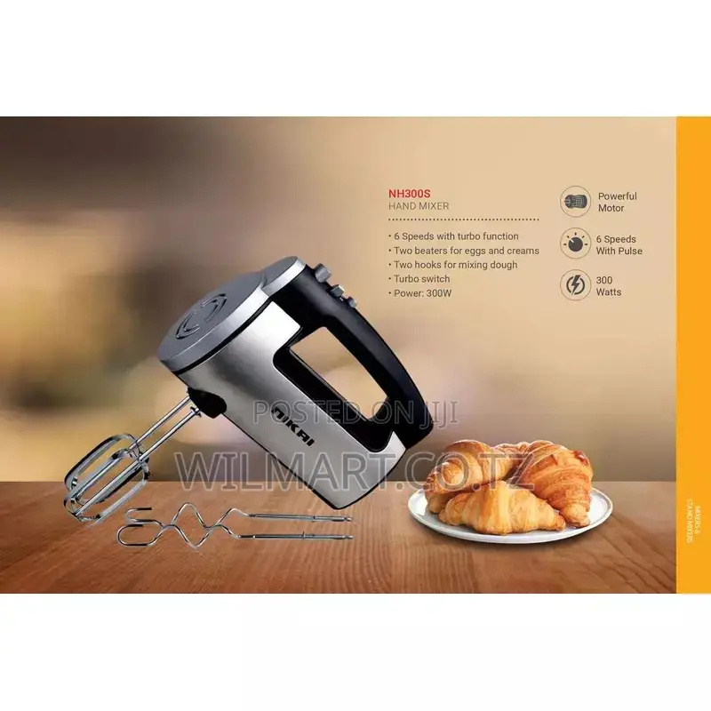 Nikai Hand Mixer 6 Speeds With Turbo Function 300w Nh300s 2 Beaters