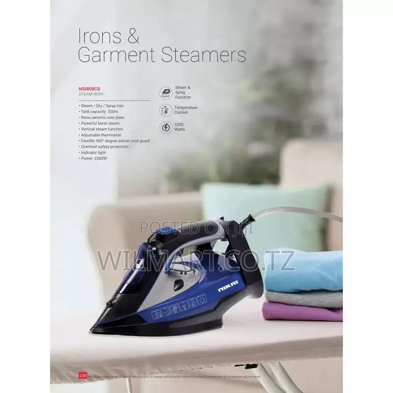 Nikai Steam Iron 320ml Tank Dry and Spray Function 2200w Nsi808cs Temp