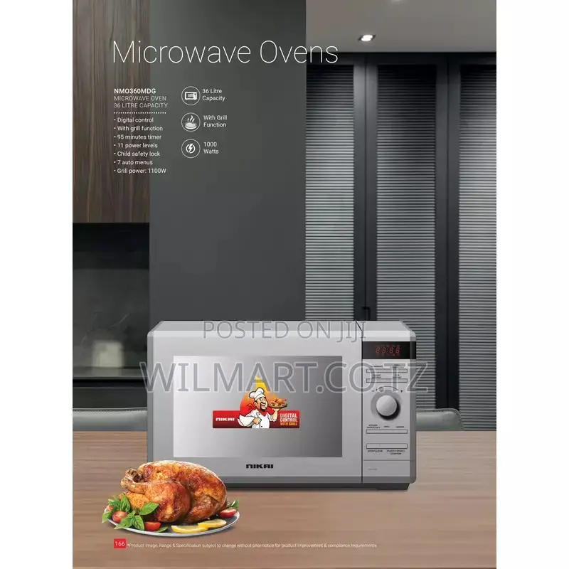 Nikai Microwave 36l Digital 11 Power Levels With Grill Function 1100w