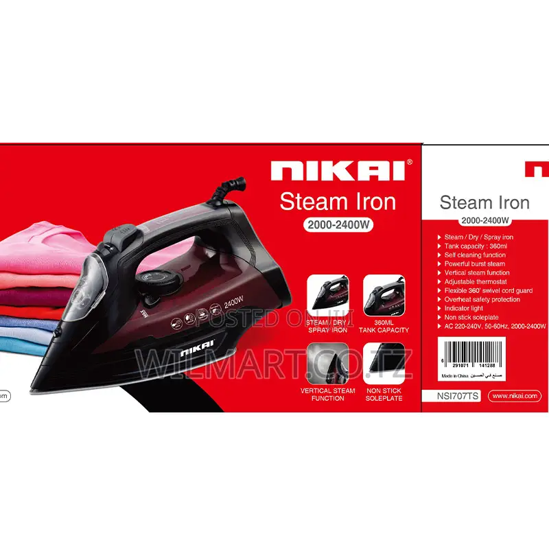 Nikai Steam Iron 360ml Tank Dry and Spray Function 2200w Nsi707ts Temp