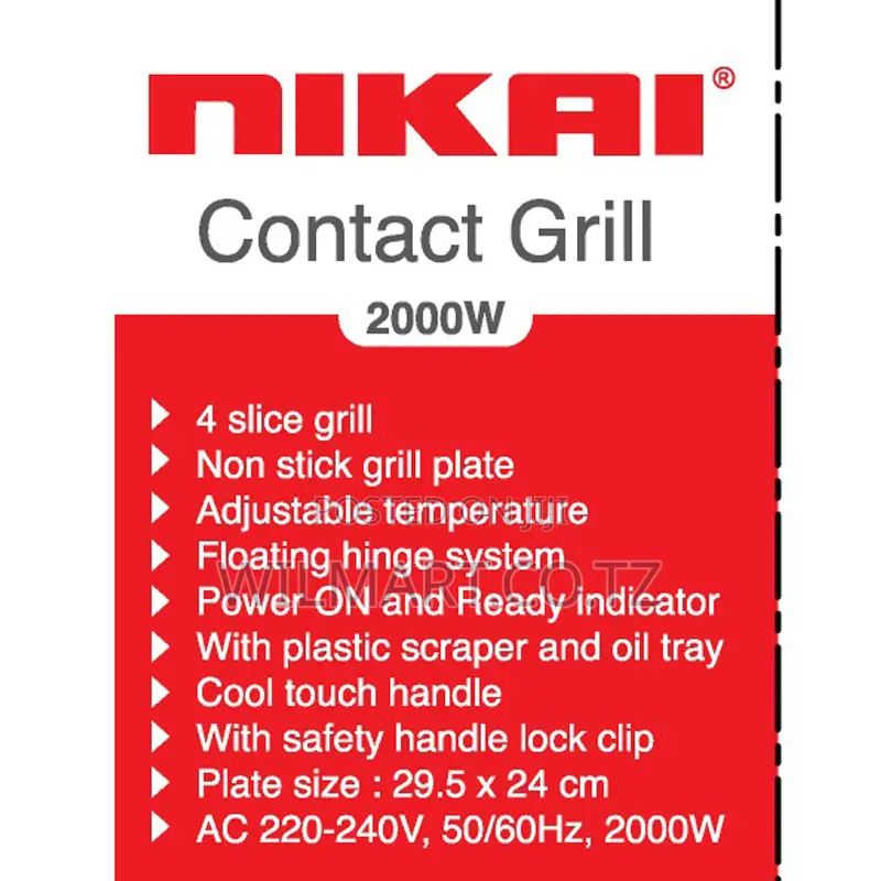 Nikai Sandwich Toaster 4 Slice 29.5x24cm 2000w Ng543n2a Non Stick Gril