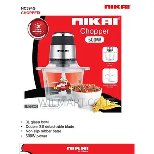 Nikai Chopper 3l Glass Bowl 500w Nc394g Stainless Steel Blades 2 Speed
