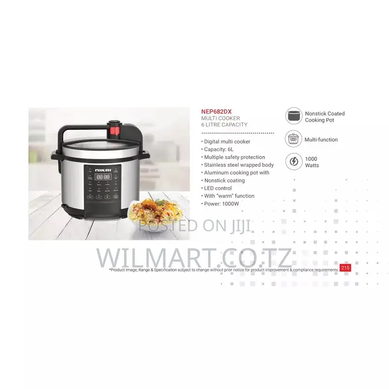 Nikai Pressure Cooker Electric 6l Digital Multi Cooker 1300w Nep682dx