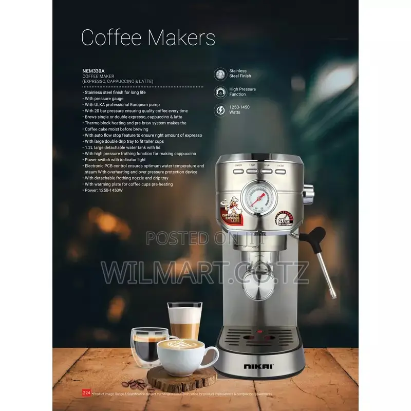 Nikai Coffee Machine 1.2l Water Tank Manual 1450w Nem330a High Pressur