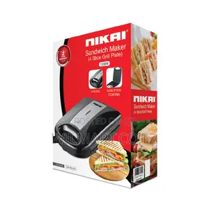 Nikai Sandwich Toaster 4 Slice 3 in 1 Waffle Grill and Sanwich 1200w