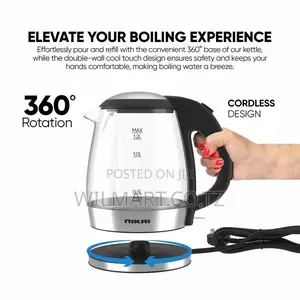 Nikai Jug Kettle 1.2l Glass With Filter 2200w Nk303g Filter With Boil